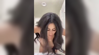 teen has her back blown out in the bathroom
