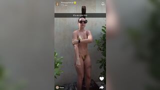Pineapplebrat In Golden Bikini Outdoor Shower Video Leak