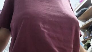 Zubizy Lifts Her Maroon Shirt to Reveal Big Tits