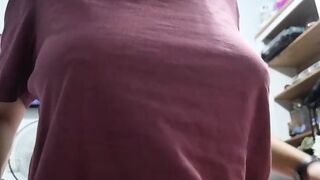 Zubizy Lifts Her Maroon Shirt to Reveal Big Tits