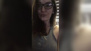 Imamberhahn Strips Off Tank Top to Reveal Big Tits in Glasses