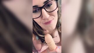 Imamberhahn Performs Messy Oral on a Dildo While Wearing Glasses