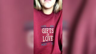 Lialynn Smiling Topless in a Red Sweatshirt Teases the Camera