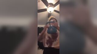 Young Babe Doing Kettlebell Exercises And Got Both Her Tits Flashed On Live Titkok