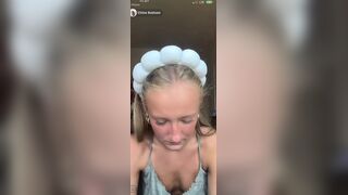 Chloe Basham TikTok live partial nip slip with tons of tan line tit downblouse