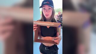 Anya Lacey AKA Anya Matusevich recieves unexpected package as delivery girl
