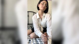 LunaLovelee Gives A Blowjob In Her Glasses On The Bed