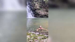 StephinSpace Gives Head Beside A Cascading Waterfall
