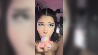 Stimkybun Messily Gags On A Vibrant Dildo