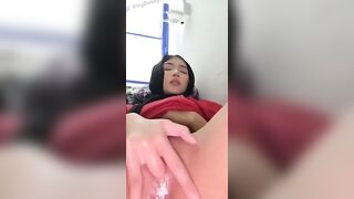 Indonesian Schoolgirl In Red Hijab Gets Rough Sex And Creampie