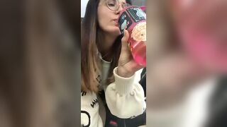 Lilly Vig Pours Her Pee Into A Bottle And Gulps It Down