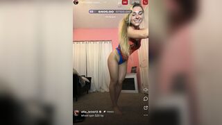Allie Brink In Spider Girl Outfit Doing Squats On Livestream