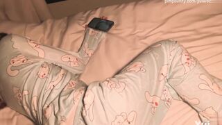 Sweet Pajama-Clad Cutie Receives A Massive Cum Reward